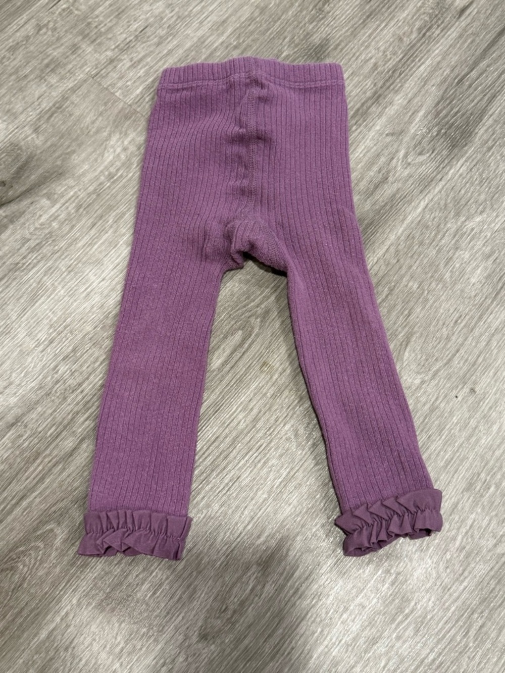 Ruffle Butts Purple Ribbed Leggings with Double Ruffle Ankles